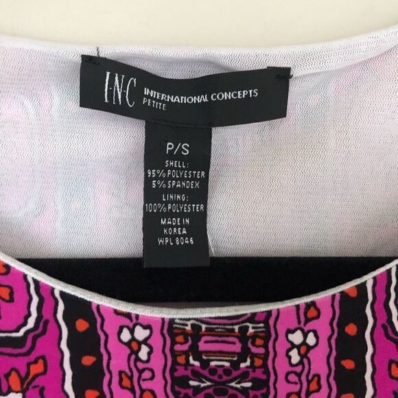 I.N.C. Sleeveless Pink Paisley Print Shift Dress Size Small Petite - Picture 3 of 10